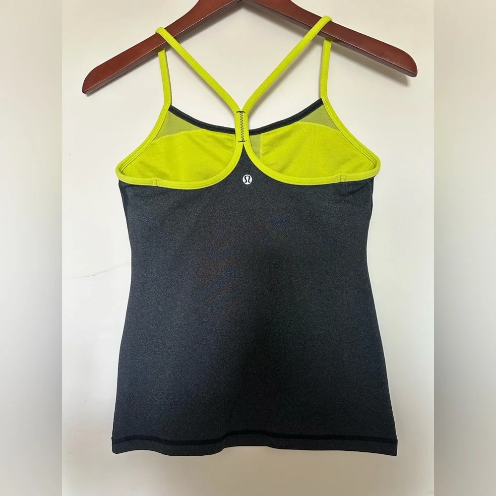 lululemon athletica Gray Tank Top with‎ Yellow Straps women size 6
